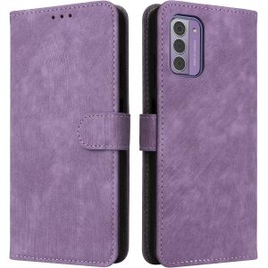 Mdy-Housse Pour Nokia G42 5g Etui, Rfid Protect Pu/Tpu Cuir Coque Magnétique Portefeuille, Violet - Neuf