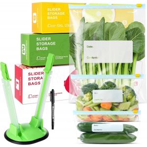 Lot De 60 Sac Congelation Zip,Sacs Multi-Usages,Sacs Alimentaires,3 Tailles,Sachet Alimentaire Pour Sandwich,Les Collations À Base De Viande De Fruits Et De Légumes - Neuf