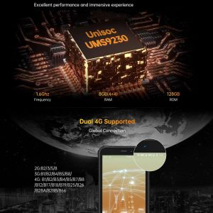 Smartphone &Eacute;tanche 4GB+128GB Android 13 NFC Batterie 6300mAh &Eacute;cran 5.93 Pouces Orange YONIS - Neuf