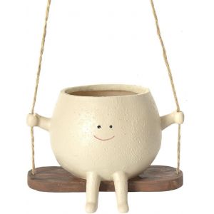 Pot De Fleurs Mignon En R&eacute;sine Avec Motif Visage De Sourire Pour Int&eacute;rieur Et Ext&eacute;rieur (C) - Neuf