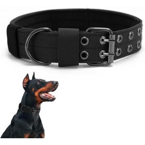 Collier De Chien Tactique, Militaire Collier R&eacute;glable Nylon Chien Pour Chiens De Taille Moyenne Grand Entra&icirc;nement (L, Noir) - Neuf