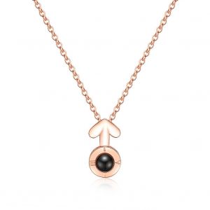 Collier En Cuivre A La Mode Avec Fleche Et Ombre Portee Pour Femme Et Fille (Dore) - Neuf