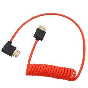 ERYI-Câble Hdmi 8K 4K 60P Pour Appareil Photo Atomos Shinobi Portkeys Smallhd Cine 5 7 Hollyland Mars Sony A9 A1 Fs7Ii Canon C400 S1H Z9 X-T5 À Angle Droit Type A Hdmi 2.1 Rouge Tressé 50 Cm - Neuf