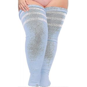 Plus La Taille Femmes Cuisse Haute Chaussettes Pour Cuisses Épaisses - Extra Long Rayé Épais Plus - Neuf