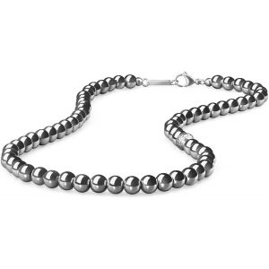 Trahoo-Collier Perle Homme, Collier Fleur De Lis, Collier Acier Inoxydable Homme - Neuf