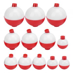 12 PièCes Bobbers De PêChe Ensemble Dur Abs Snapon Flotteurs Rouge Blanc Rond Flotteurs De PêChe Bobbers - Neuf