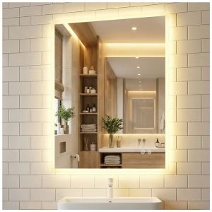 COSTWAY Miroir LED Salle de Bain 80 x 60 cm avec 3 Couleurs de Lumi&egrave;re, Fonction M&eacute;moire, Fonction Antibu&eacute;e, pour Chambre Entr&eacute;e - Neuf