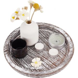 Plateau Rond En Bois D&eacute;co Et Rangement Polyvalent - Neuf