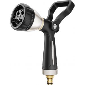Ulteronixshop-Pistolet arrosage style pompier du jardin 8 mod&egrave;les r&eacute;glables, metal pulv&eacute;risateur multifonctionnel avec d&eacute;bit d'eau contr&ocirc;lable, lavage de voiture, nettoyage de cour- Noir - Neuf
