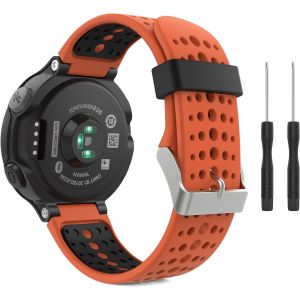 Strap Compatible With Garmin Forerunner 235, Soft Silicone Replacement Watch Band Fit Forerunner 235 Lite/220/230/620/630/735xt Smart Watch - Orange & Black - Neuf