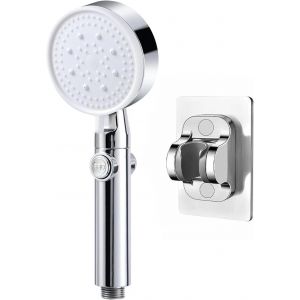 QGK Pommeau de Douche Haute Pression &agrave; &eacute;conomie D'eau 6 types de jet pour bain et spa Pommeau Douche Anti Calcaire, avec support de douche antichoc,Douchette &agrave; Haute Pression Shower Head de Massage - Neuf