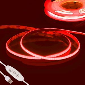 Rouge Ruban Led Cob 2m,Dc5v Usb Bande Led Chambre,480led/M Cri90+ 4mm Dimmable Fancy Led Tv Kit,Flexible Lumiere Bandeau Led Gaming Adhésif Pour Cuisine,Fête,Armoire,Diy Decor - Neuf