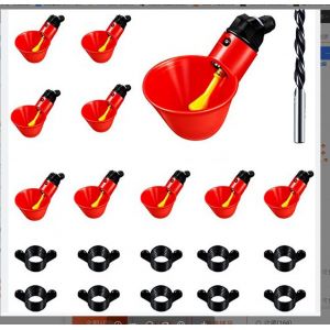 Abreuvoir automatique pour poulets, 10 pièces, abreuvoir en plastique pour oiseaux, cailles, pigeons et poules (25 mm, pour seaux) - Neuf
