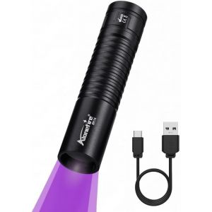 HLJHJ-SV114 3W Lampe Torche UV LED 365nm Petit Type C USB Rechargeable Lampe Ultraviolet Lumiere Noire Détecteur D'urine pour Resine, Pêche, Scorpion, Minéraux, Ambre avec Batterie Intégrée - Neuf