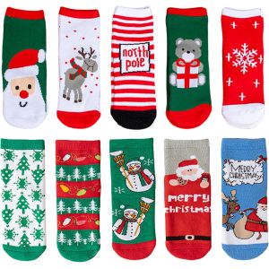Jgd-10 Paires De Chaussettes De No&euml;l Pour Enfants : Chaussettes De No&euml;l Motif No&euml;l Chaussettes De No&euml;l Chaussettes Chaudes D'hiver Chaussettes Douillettes Chaussettes En Coton Pour Gar&ccedil;ons Filles - Neuf
