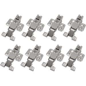 95 Degré Plein Recouvrante Charnière pour Portes à Cadre en Alu avec Amortisseur Hydraulique Fermeture Automatique Charnieres à Amorti pour Porte d'Armoire Lot de 8 - Neuf