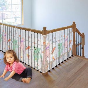 Yemaesre-Filet De Sécurité Pour Enfants, Bébé Filet De Protection Pour Escalier Et Balcon, 300lx78h Cm Robuste Clôture D'escalier Barriere De Securite En Maille Pour Chat Et Jouet, Lapin - Neuf