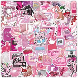 Lot De 100 Autocollants Y2k Preppy - Rose - Esthétique - Mignon - En Vinyle - Étanche - Pour Ordinateur Portable, Coque De Téléphone, Valise, Casque, Moto, Ordinateur, Skateboard - Neuf