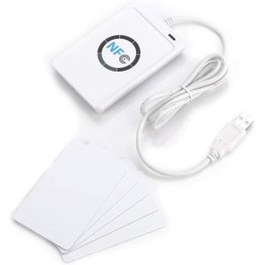 Reader, ACR122U Smart Card Reader NFC RFID Smart Card Reader RFID Reader ISO 14443A/B with Free Software in White - Neuf