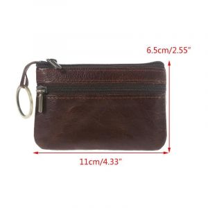 HUED-Sac à main rétro en cuir pour hommes et femmes, porte-clé Slim, fermeture éclair autour du portefeuille, solide, nouvelle mode unisexe-DBN - Neuf