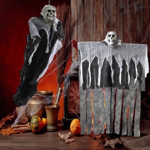 CAUC-Deco Halloween,2 Pi&egrave;ces D&eacute;coration Halloween Fant&ocirc;me 85Cm X 60Cm Fant&ocirc;mes Squelette Suspendre Effrayant,pour F&ecirc;te d'halloween Peur Accessoires Bar Porte Fen&ecirc;tre Ext&eacute;rieur Int&eacute;rieur Jardin - Neuf