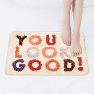 KALANKA-Tapis de Bain Antid&eacute;rapant, 40 x 60 cm Tapis de Douche Super Absorbant, Extra Epais, Lavable en Machine, Moelleux en Microfibre, pour Salle de Bain(Beige) - Neuf