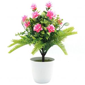 HJLIAN Fleur artificielle en pot, decoration pour la maison ou le bureau (rose) - Neuf