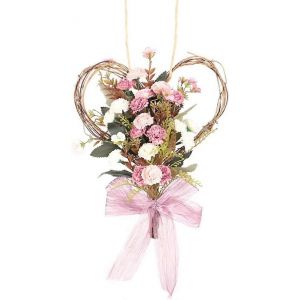 Couronne de coeur de fleur artificielle Simulation Guirlande d'?illet Tenture murale pour la décoration rose,decorat - Neuf