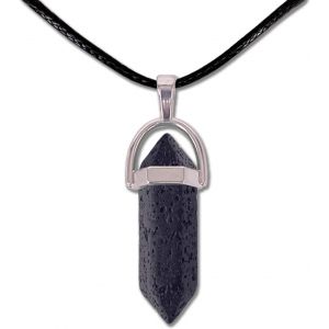 Trahoo-Pendentif En Pierre Naturelle En Forme De Pointe Avec Corde En Fil Ciré Noir De 45 Cm - Neuf