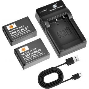 NP-85 Lot de 2 batteries et chargeur compatibles avec Fujifilm FinePix S1 SL240 SL245 SL260 SL280 SL300 SL305 SL1000 - Neuf