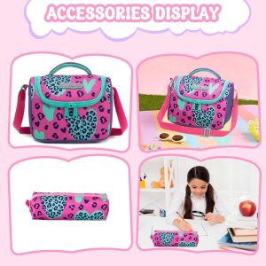 Sac A Dos Roulette Fille Cartable A Roulette Fille Sac À Lunch Et Étui À Crayons Inclus, Parfaits Pour Les Enfants Qui Vont À L'École Et Qui Voyagent - Neuf