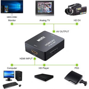 Adaptateur HDMI vers RCA, Convertisseur HDMI vers RCA, Composite AV CVBS Vid&eacute;o Audio Support PAL/NTSC pour Xbox 360/One, PlayStation 3/4/5, DVD, Android TV Box, Fire Stick, Roku. - Neuf