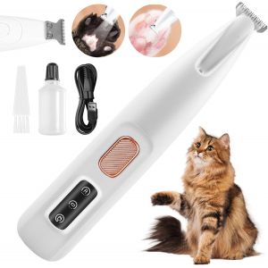 Tondeuse &Eacute;lectrique Pour Chien Et Chat - Avec Led Et Usb - Pour Enlever Les Poils Des Pattes, Des Yeux, Des Oreilles, Du Visage Et Du Brossage - Blanc - Neuf