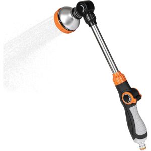 CHECARZHN--NO1-Lance D'Arro Longue En Métal De 47 Cm, Douche De Jardin, Vaporisateur Avec 8 Modes De Pulvérisation, Commande Au Pouce, Douche À Main Pour L'Arro Et Le Nettoyage Du Jardin - Neuf