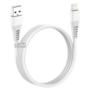 Cheng-Câble Iphone 2m, [Certifiés Mfi] Câble Chargeur Iphone 2m Long Câble Lightning Usb Nylon Tressé Cordon Iphone Fil Chargeur Iphone Cable Chargeur Rapide Pour Iphone 14/13/12/11/Xs Max/Xr/X/8/7/6 - Neuf