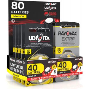 80 Piles Pour Appareils Auditifs Taille 10 Pr70 (Jaune - Zinc Air) Avec Technologie Sound Fusion - 80 Piles : 40 + 40 Rayovac[Z1123] - Neuf