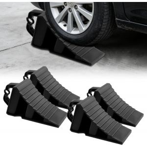 MEVRONISSHOP-Cales De Roue en Plastique avec Poign&eacute;e, 4 Pi&egrave;ces Cale De Roue Plastique, 20 X 12 X 11cm Cales De Remorque, Cales De Frein pour Camping Car, Voiture, Cale Caravane - Neuf