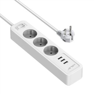 KALANKA-Multiprise USB,Bloc Multiprise 3 Prises avec 3 Ports USB Chargeur (5V 2,4A/12W) Prise Multi 3680W 16A avec Interrupteur Cable 2m pour Maison, Bureau-Blanc - Neuf