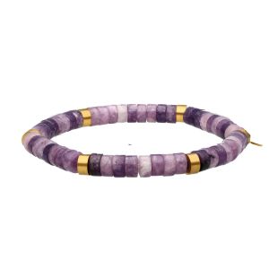 Bracelet Chakra Perles Heishi Am&eacute;thyste - Neuf