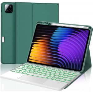 Coque Clavier Pour Xiaomi Pad 7 Pro 11,2"" 2024 Avec Trackpad, Rétroéclairage 7 Couleurs, Clavier Azerty Détachable Sans Fil Bluetooth Pour Xiaomi Pad 7/Xiaomi Pad 7 Pro 2024, Vert Foncé - Neuf