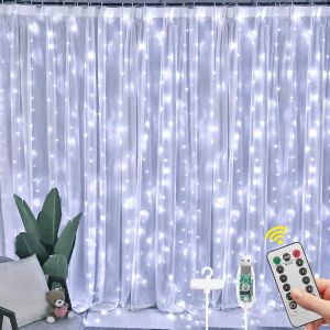 Rideau Lumineu,3m*3m Guirlande Lumineuse Rideau* 300 Led,Basse Tension 5v,8 Modes D'eclairage Etanche Ip67 Exterieur Et Interieur,Decoration Pour Noël,Anniversaire.[E100] - Neuf