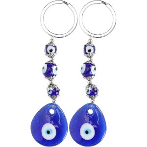 Kal-Porte-Cl&eacute;s ?il Bleu, Turc Bleu Mauvais ?il Porte-Cl&eacute;s Charme Pendentif En Verre Artisanal, 2 Pi&egrave;ces Porte-Cl&eacute;s ?il Porte-Bonheur Pour Sac &Agrave; Main D&eacute;coration Femmes Hommes - Neuf
