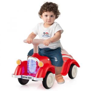 COSTWAY Porteur Enfants avec Volant, Klaxon, LED et Rangement sous le Si&egrave;ge, Roues Silencieuses, pour 19-36 Mois Rouge - Neuf
