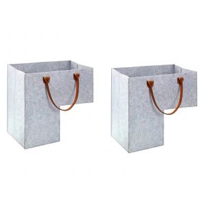Lot de 2 paniers de rangement pliables pour escalier avec poign&eacute;e - Gris - Neuf