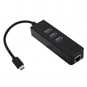 Adaptateur USB 3.1 Type C vers RJ45 Gigabit Ethernet avec hub USB 3.0 3 ports pour telephone portable et ordinateur portable - Neuf