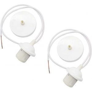 Promotion D'hiver,2 Pièces De Fil De Suspension De Luminaire De Fil E27 Douilles De Lampe Avec Câble De 1 M Et Douille D'anneau De Fixation Pour Bar Café Hôtel Tissu - Neuf