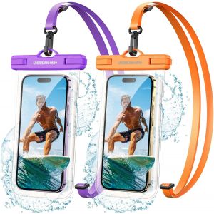 Kal-2 Pochette Étanche Smartphone - Sac Ipx8 Étanche Téléphone Pour Iphone 16 15 14 13 12 11 Pro Max Se 2022 Xs, Xr, 8, 7, Galaxy S25 S24 S23 S22 S21 S20 Jusqu'à 7.0 Pouces, Orange + Violet - Neuf