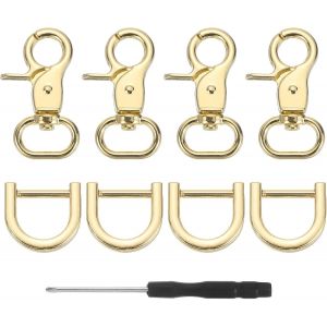 ERYI-4Pcs Crochet À Ressort Pivotant 15Mm(5/8") Crochet À Ressort Avec Anneau En D En Métal Lourd Fermoir En Forme Pince Homard Pour Lanières Sacs Ceintures Travail Du Cuir Or Clair - Neuf