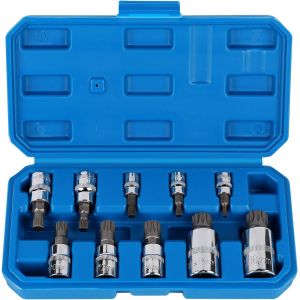 Douille Torx mâle 1/2'', 1/4'', 3/8'', T8-T70 13 pièces - Neuf