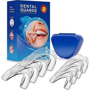 8pcs Protège-Dents Compatible Avec Les Dents De Grincement,Garde De Morsure Anti-Grincement Gardiens De Nuit Dentaires Moulables Compatibles Avec Les Dents Serrées La Nuit,2 Siz - Neuf